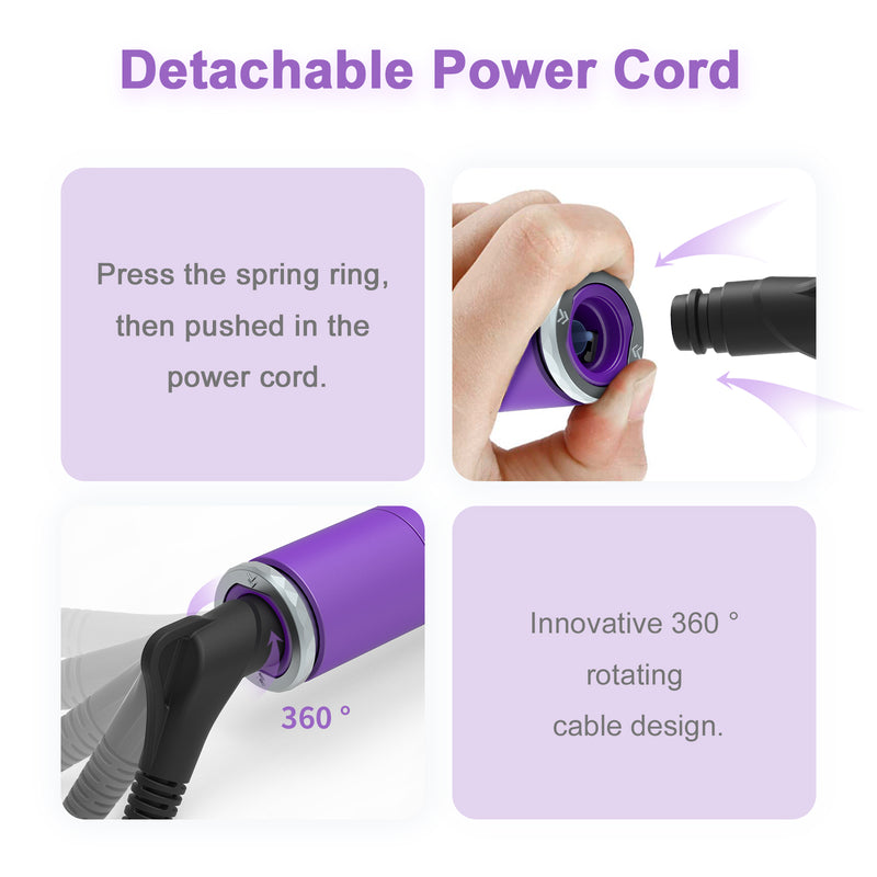 3 in 1 Curling Iron Wand Set Instant PTC Heating Up Hair Wand with LCD & Temperature Adjustment and Detachable Power Cord